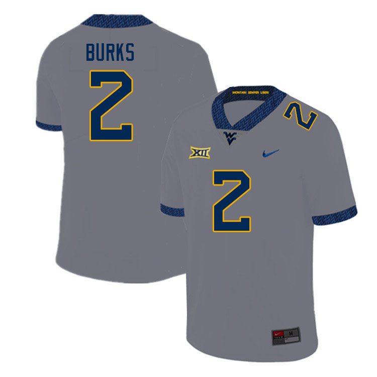 Men #2 Aubrey Burks West Virginia Mountaineers College Football Jerseys Sale-Gray